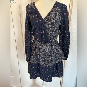 American Eagle Outfitters Blue Floral Long Sleeve Dress Size Small Cottagecore